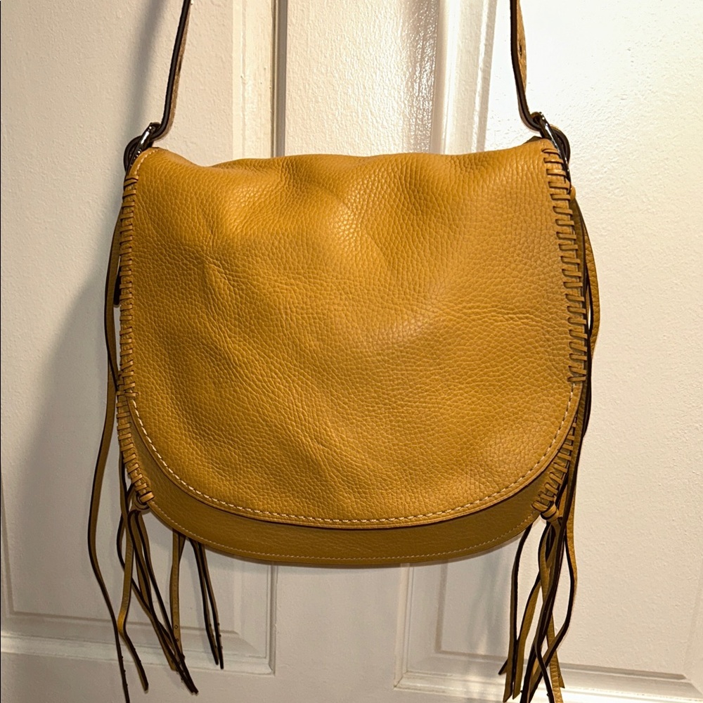 Coach 1941 Whipstitch Saddlebag Fringe Braided Pebbled Leather